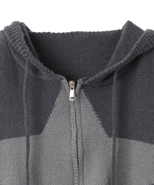 dispark（ディスパーク）の「DISPARK/スターニットカーブヘムZIPパーカー（カーディガン/ボレロ・レディース・ネイビー/チャコール・FREE）」の6枚目の写真