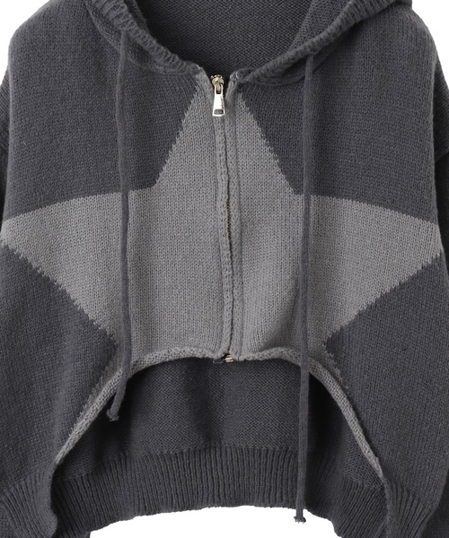 dispark（ディスパーク）の「DISPARK/スターニットカーブヘムZIPパーカー（カーディガン/ボレロ・レディース・ネイビー/チャコール・FREE）」の7枚目の写真