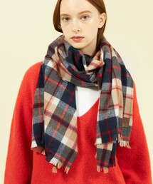 【美品】　マッキントッシュフィロソフィ－　ストール　大判　カシミヤ　チェック ウォッシャブルカシミヤブロックチェックストール