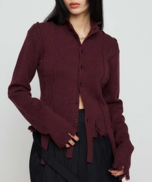 LAGUA GEM（ラグアジェム）の「MELLOW  CLASH  ニット（ニット/セーター・レディース・ブラック/グレー/バーガンディー・FREE）」の3枚目の写真