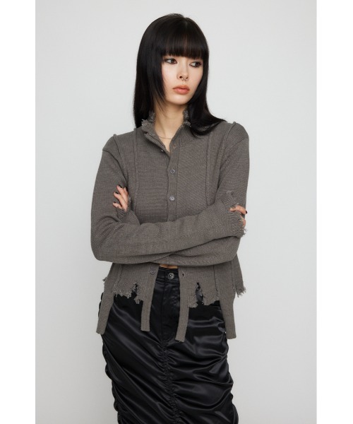 LAGUA GEM（ラグアジェム）の「MELLOW  CLASH  ニット（ニット/セーター・レディース・ブラック/グレー/バーガンディー・FREE）」の9枚目の写真