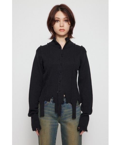 LAGUA GEM（ラグアジェム）の「MELLOW  CLASH  ニット（ニット/セーター・レディース・ブラック/グレー/バーガンディー・FREE）」の4枚目の写真