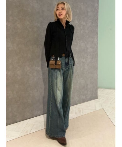 LAGUA GEM（ラグアジェム）の「MELLOW  CLASH  ニット（ニット/セーター・レディース・ブラック/グレー/バーガンディー・FREE）」の21枚目の写真