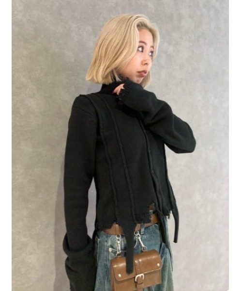 LAGUA GEM（ラグアジェム）の「MELLOW  CLASH  ニット（ニット/セーター・レディース・ブラック/グレー/バーガンディー・FREE）」の22枚目の写真