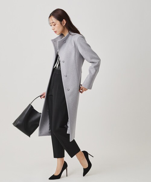 COUP DE CHANCE（クードシャンス）の「【カシミヤ混／日本製】Iラインスタンドウィングカラーコート（その他アウター・レディース・ライトグレー系3/ブラック/ネイビー/ベージュ/オフホワイト・36/38/40/34）」の7枚目の写真