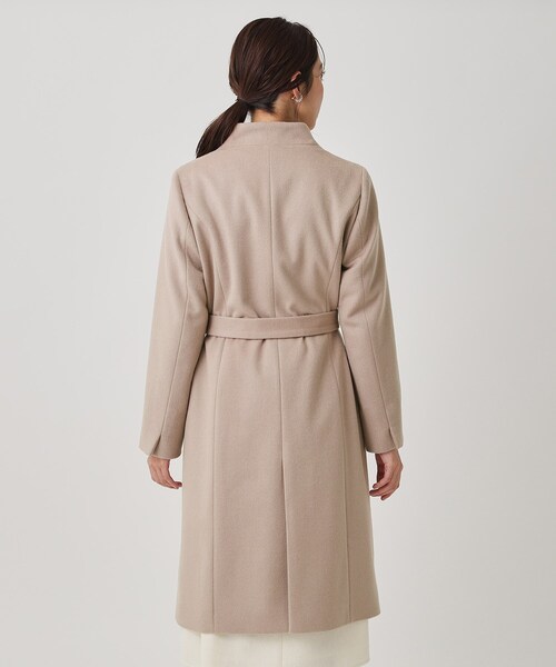 カシミヤ混／日本製】Iラインスタンドウィングカラーコート（その他