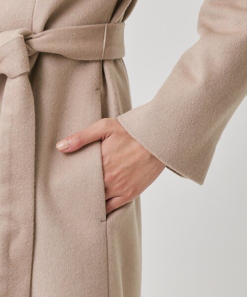 カシミヤ混／日本製】Iラインスタンドウィングカラーコート（その他