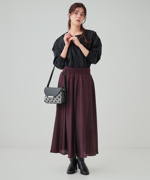 SHOO・LA・RUE（シューラルー）の「◆コーデを彩る 生地コンビ フラップショルダーバッグ（ショルダーバッグ・レディース・ブラック系1/ブラック系3/ダークブラウン系1・00）」の14枚目の写真