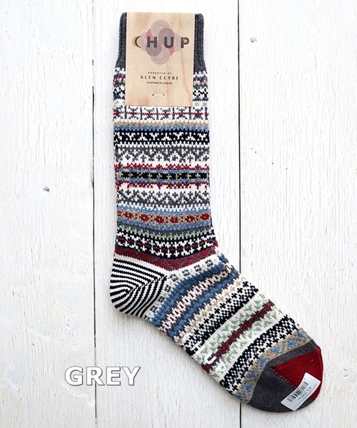 CHUP(チュプ)の「CHUP(チュプ) "HAPPY HOLIDAYS(ハッピーホリデイズ)" ソックス 2024-25年秋冬☆数量限定生産(ソックス/靴下・レディース・グレー/ネイビー/インディゴブルー/オートミール・SMALL/MEDIUM)」の2枚目の写真