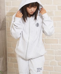 裏起毛 ロゴ刺繍 フルジップパーカー【セットアップ可能】/ Lined Full Zip Hoodie with Embroidered Logo