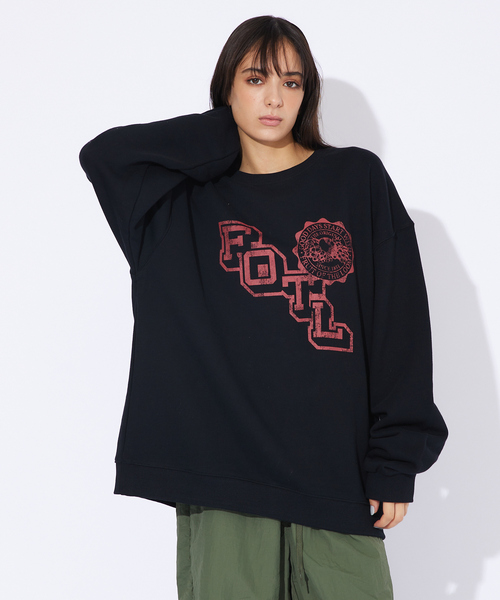 FRUIT OF THE LOOM(フルーツオブザルーム)の「【FRUIT OF THE LOOM/フルーツオブザルーム】カレッジレトロプリントロゴクルースウェット/FTL RETRO LOGO SWEAT(スウェット・メンズ・ネイビー/グレー/ブラック・M/XL/L)」の5枚目の写真