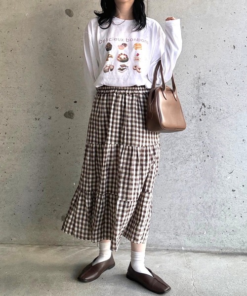 merrylatte(メリーラテ)の「『低身長用サイズあり』スイーツプリントロングTシャツ(Tシャツ/カットソー・レディース・ホワイト/B/A/C/D・MEDIUM/LARGE/SMALL/X-SMALL)」の15枚目の写真