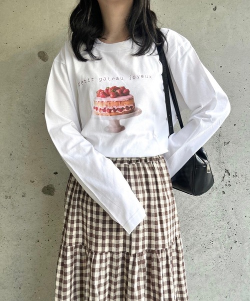 merrylatte(メリーラテ)の「『低身長用サイズあり』スイーツプリントロングTシャツ(Tシャツ/カットソー・レディース・ホワイト/B/A/C/D・MEDIUM/LARGE/SMALL/X-SMALL)」の13枚目の写真