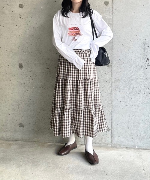 merrylatte(メリーラテ)の「『低身長用サイズあり』スイーツプリントロングTシャツ(Tシャツ/カットソー・レディース・ホワイト/B/A/C/D・MEDIUM/LARGE/SMALL/X-SMALL)」の6枚目の写真