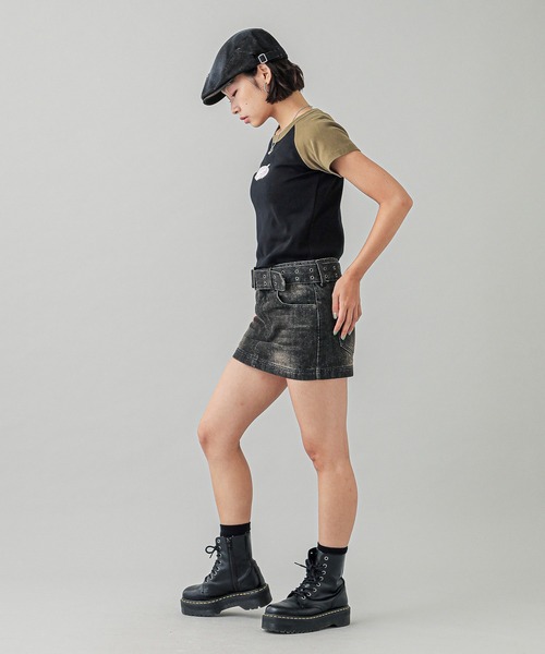 X-girl(エックスガール)の「OVAL LOGO EMBROIDERY RAGLAN S/S BABY TEE(Tシャツ/カットソー・レディース・ブラック/ホワイト/ライトピンク・S/M)」の11枚目の写真