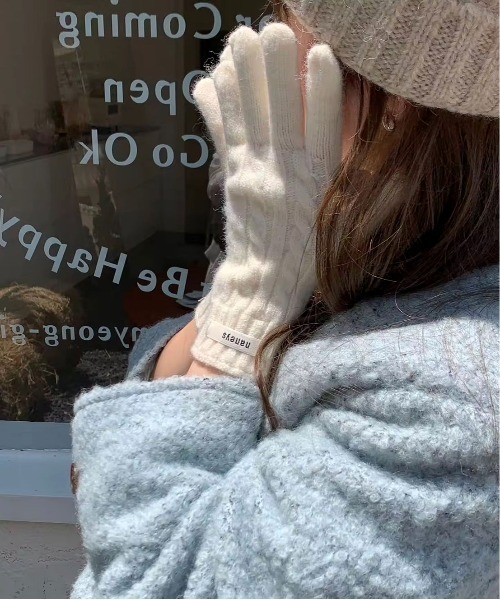 ammy.（エイミードット）の「【 ammy. / エイミードット 】  ホールタッチ 編み込みデザイン 手袋（手袋・レディース・グレー/アッシュブラウン/ライトブルー/ホワイト/ブラウン/グリーン/ライトグリーン/ピンク/レッド/オレンジ/ブラック・FREE）」の2枚目の写真