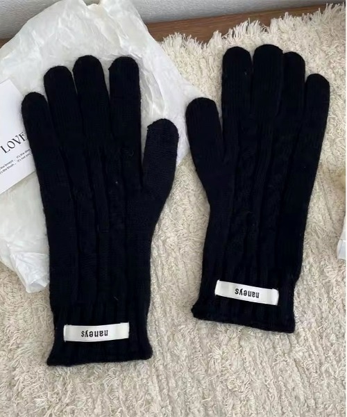 ammy.（エイミードット）の「【 ammy. / エイミードット 】  ホールタッチ 編み込みデザイン 手袋（手袋・レディース・グレー/アッシュブラウン/ライトブルー/ホワイト/ブラウン/グリーン/ライトグリーン/ピンク/レッド/オレンジ/ブラック・FREE）」の3枚目の写真