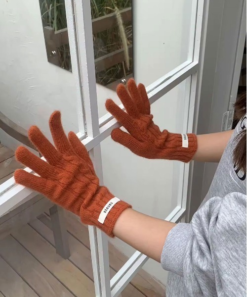 ammy.（エイミードット）の「【 ammy. / エイミードット 】  ホールタッチ 編み込みデザイン 手袋（手袋・レディース・グレー/アッシュブラウン/ライトブルー/ホワイト/ブラウン/グリーン/ライトグリーン/ピンク/レッド/オレンジ/ブラック・FREE）」の22枚目の写真