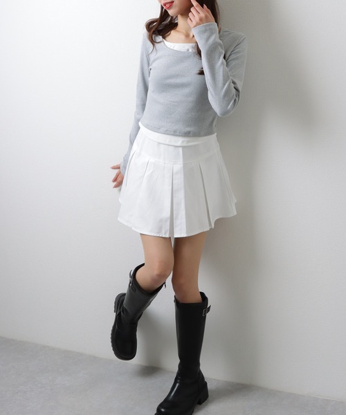 Lace Ladies（レースレディース）の「ソリッドカラー ラウンドネック ベーシック 長袖 トップス（Tシャツ/カットソー・レディース・アイボリー/ダークグレー/ベージュ/ライトグレー/ピンク/ブラウン・M/XL）」の10枚目の写真