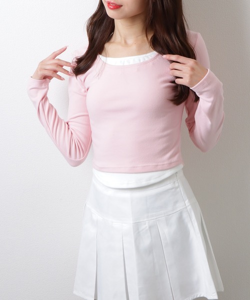Lace Ladies（レースレディース）の「ソリッドカラー ラウンドネック ベーシック 長袖 トップス（Tシャツ/カットソー・レディース・アイボリー/ダークグレー/ベージュ/ライトグレー/ピンク/ブラウン・M/XL）」の22枚目の写真