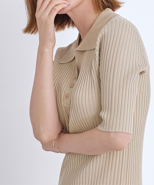 UR'S(ユアーズ)の「フィットポロニットワンピース(ワンピース・レディース・ベージュ/ブラック・M/S/L)」の9枚目の写真