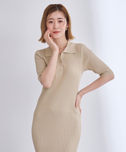 UR'S(ユアーズ)の「フィットポロニットワンピース(ワンピース・レディース・ベージュ/ブラック・M/S/L)」の11枚目の写真