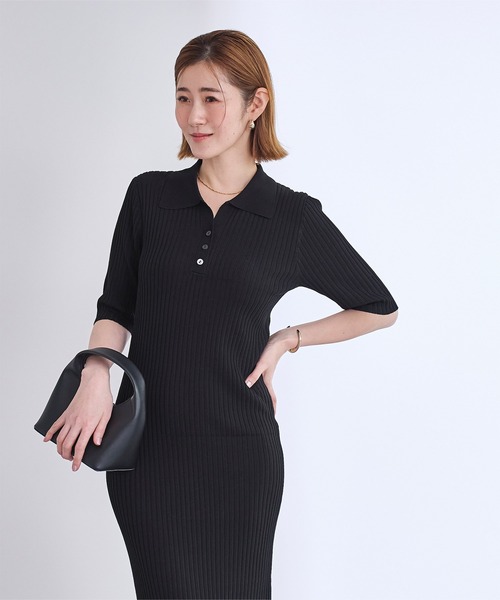UR'S(ユアーズ)の「フィットポロニットワンピース(ワンピース・レディース・ベージュ/ブラック・M/S/L)」の4枚目の写真