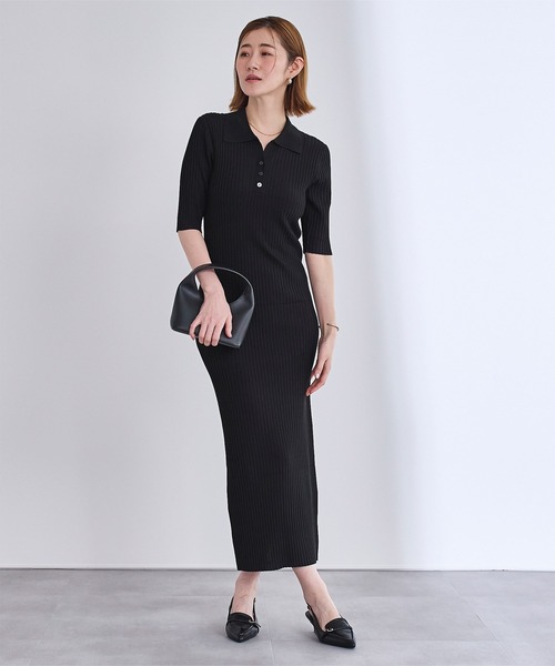 UR'S(ユアーズ)の「フィットポロニットワンピース(ワンピース・レディース・ベージュ/ブラック・M/S/L)」の5枚目の写真