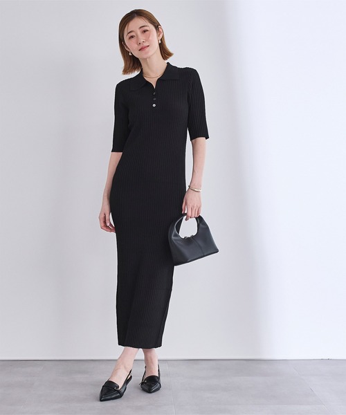 UR'S(ユアーズ)の「フィットポロニットワンピース(ワンピース・レディース・ベージュ/ブラック・M/S/L)」の7枚目の写真