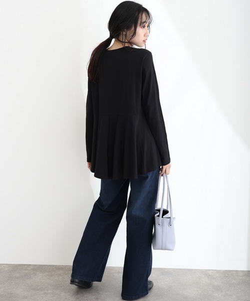 ウエストリブワイドストレートデニムパンツ（デニムパンツ）｜ElegChic（エレグシック）