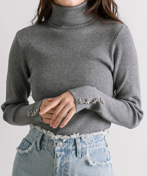 袖リボンボタンハイネック（ニット/セーター）｜OLIVE des OLIVE