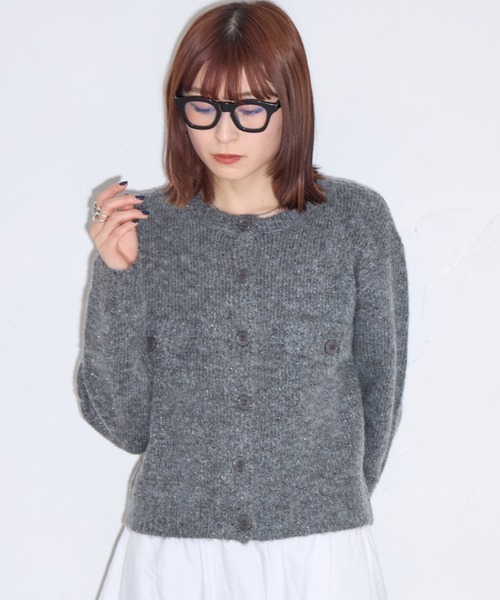 leimn(レイムン)の「クルーネックラメミックスニットカーディガン(カーディガン/ボレロ・レディース・ブラウン/チャコールグレー・M)」の2枚目の写真