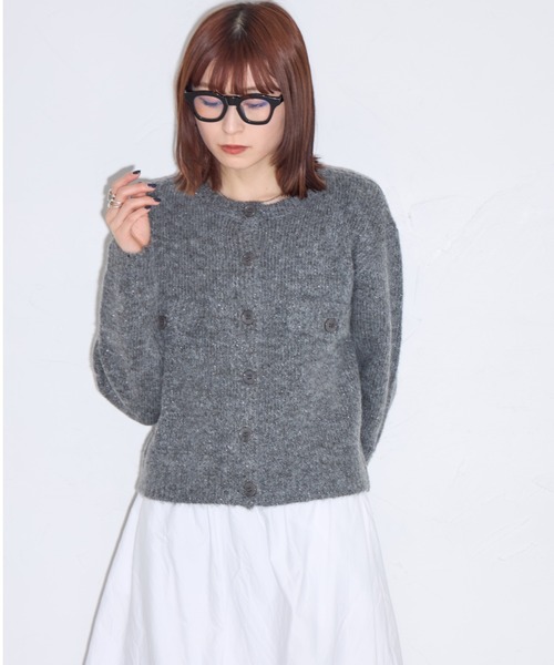 leimn(レイムン)の「クルーネックラメミックスニットカーディガン(カーディガン/ボレロ・レディース・ブラウン/チャコールグレー・M)」の3枚目の写真