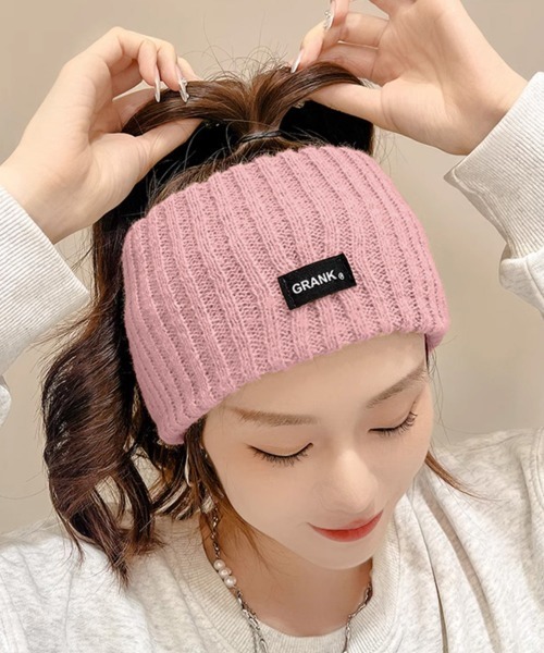 ぱむ　穴あきwoolニット  幅広ヘアバンド / ターバン 穴あきwoolニット 幅広ヘアバンド / ターバン ヘアバンド