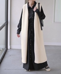 ロングジレ　ホワイト パネルレース ロングジレ