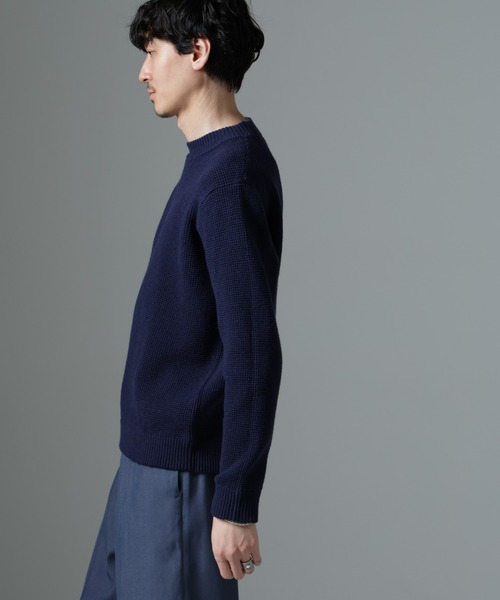 NANO universe（ナノユニバース）の「MIXワッフルモックネックニット（ニット/セーター・メンズ・ブラック/グリーン系その他5/ネイビー・L/M）」の5枚目の写真