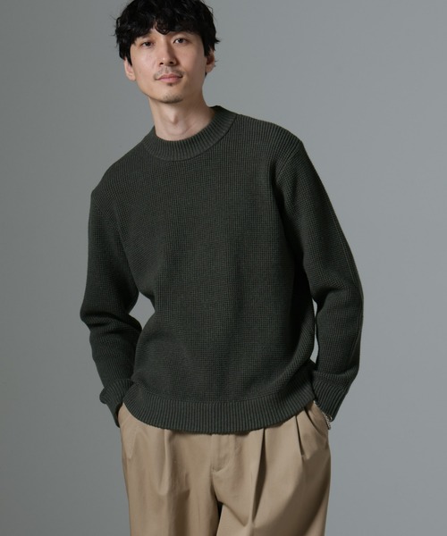 NANO universe（ナノユニバース）の「MIXワッフルモックネックニット（ニット/セーター・メンズ・ブラック/グリーン系その他5/ネイビー・L/M）」の12枚目の写真