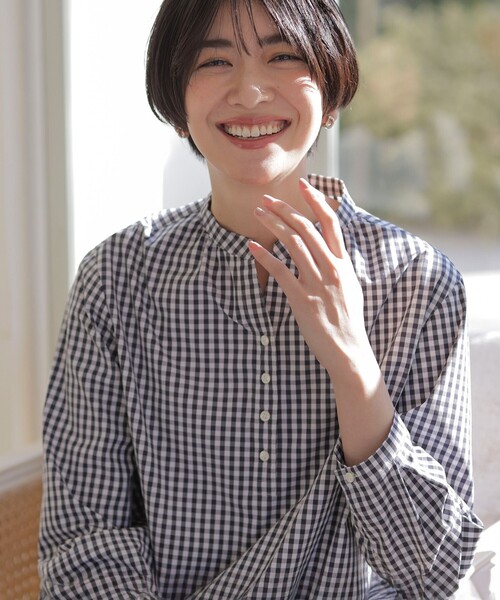 J.PRESS(ジェイプレス)の「【洗える・接触冷感・UVケア】エステネージュストライプ コクーン ブラウス(シャツ/ブラウス・レディース・サックスブルー系1/ブルー系1/ネイビー系3/ライトグレー系1・11/9)」の5枚目の写真