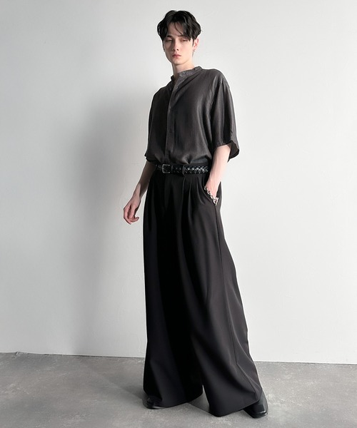 Classical Origin（クラシカルオリジン）の「【Classical Origin】「とろみの極み。」ヴィンテージ加工ルーズフィットデニムシャツ／Rayon Denim Band Collar Relaxed Shirt（シャツ/ブラウス・メンズ・グレー/ブラック・SMALL/MEDIUM/LARGE）」の4枚目の写真