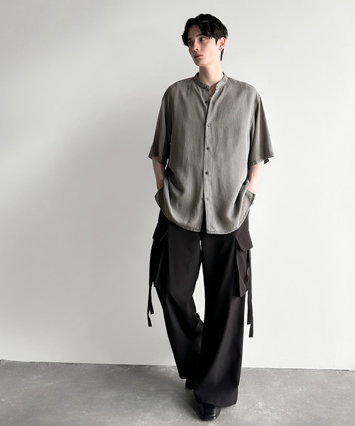 Classical Origin（クラシカルオリジン）の「【Classical Origin】「とろみの極み。」ヴィンテージ加工ルーズフィットデニムシャツ／Rayon Denim Band Collar Relaxed Shirt（シャツ/ブラウス・メンズ・グレー/ブラック・SMALL/MEDIUM/LARGE）」の6枚目の写真