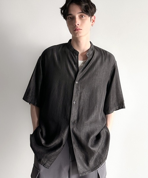 Classical Origin（クラシカルオリジン）の「【Classical Origin】「とろみの極み。」ヴィンテージ加工ルーズフィットデニムシャツ／Rayon Denim Band Collar Relaxed Shirt（シャツ/ブラウス・メンズ・グレー/ブラック・SMALL/MEDIUM/LARGE）」の10枚目の写真