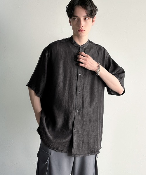 Classical Origin（クラシカルオリジン）の「【Classical Origin】「とろみの極み。」ヴィンテージ加工ルーズフィットデニムシャツ／Rayon Denim Band Collar Relaxed Shirt（シャツ/ブラウス・メンズ・グレー/ブラック・SMALL/MEDIUM/LARGE）」の12枚目の写真