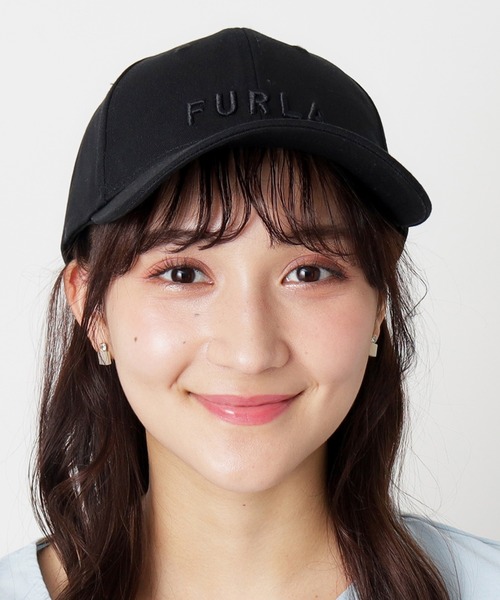 【FURLA】美品　花刺繍 ベレー帽 S~Mサイズ 帽子】フルラ (FURLA) ペーパーブレード ロゴ刺繍リボン 【公式
