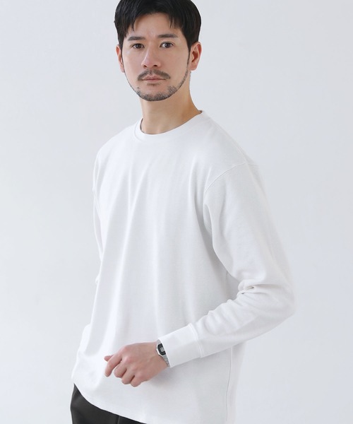 SPU(スプ)の「リラックスフィットストレッチスパンフライス長袖カットソー(Tシャツ/カットソー・メンズ・ブラック/ホワイト/杢グレー・S/M/L/XL)」の7枚目の写真