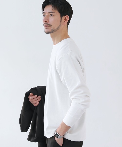 SPU(スプ)の「リラックスフィットストレッチスパンフライス長袖カットソー(Tシャツ/カットソー・メンズ・ブラック/ホワイト/杢グレー・S/M/L/XL)」の9枚目の写真
