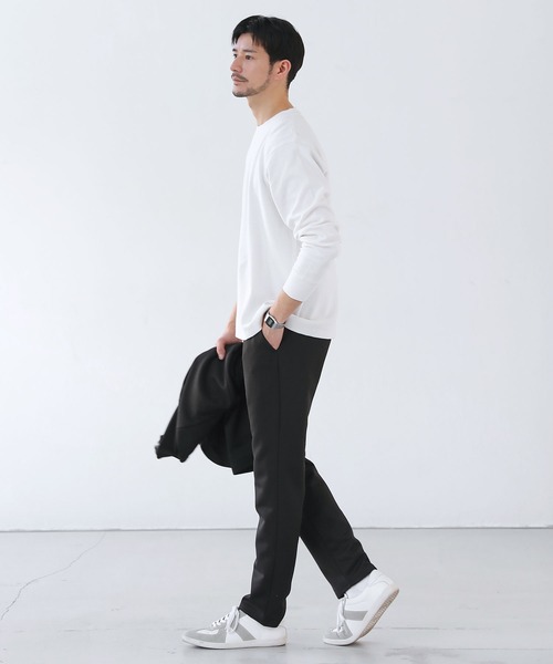 SPU(スプ)の「リラックスフィットストレッチスパンフライス長袖カットソー(Tシャツ/カットソー・メンズ・ブラック/ホワイト/杢グレー・S/M/L/XL)」の12枚目の写真