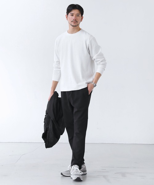 SPU(スプ)の「リラックスフィットストレッチスパンフライス長袖カットソー(Tシャツ/カットソー・メンズ・ブラック/ホワイト/杢グレー・S/M/L/XL)」の20枚目の写真