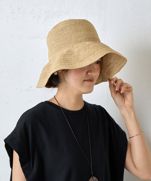R&D.M.Co- ラフィアハット Borsalino ボルサリーノ ラフィアハット 中折れハット ストロー