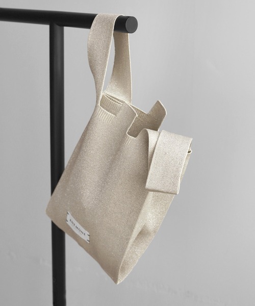 ANEMONE（アネモネ）の「ラメニットトートバッグ[S]（ショルダーバッグ・レディース・グリーン/ライトピンク/ブラック/ライトイエロー/シルバー/カーキ/シャンパン・FREE）」の7枚目の写真