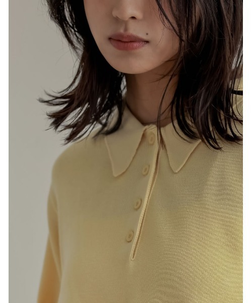 Re:EDIT（リエディ）の「無地orボーダーポロカラーリブニットトップス（ニット/セーター・レディース・ブラック/グレー/イエロー/アイボリー/グレー系/ネイビー系・MEDIUM/LARGE）」の15枚目の写真